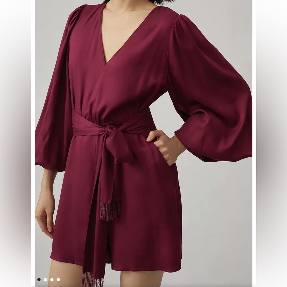 NWT Farm Rio Anthropologie Bell Sleeve romper NWT boho style berry plum size S